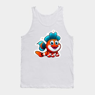 featuring a bright orange clownfish swimming among sea anemones. Tank Top